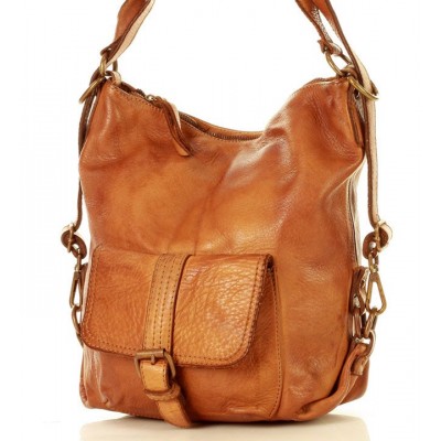 F31 Sac à dos bandoulière  2 en 1 noir marron cuir femme. Fait-main sac à dos urbain quotidien vintage cuir 